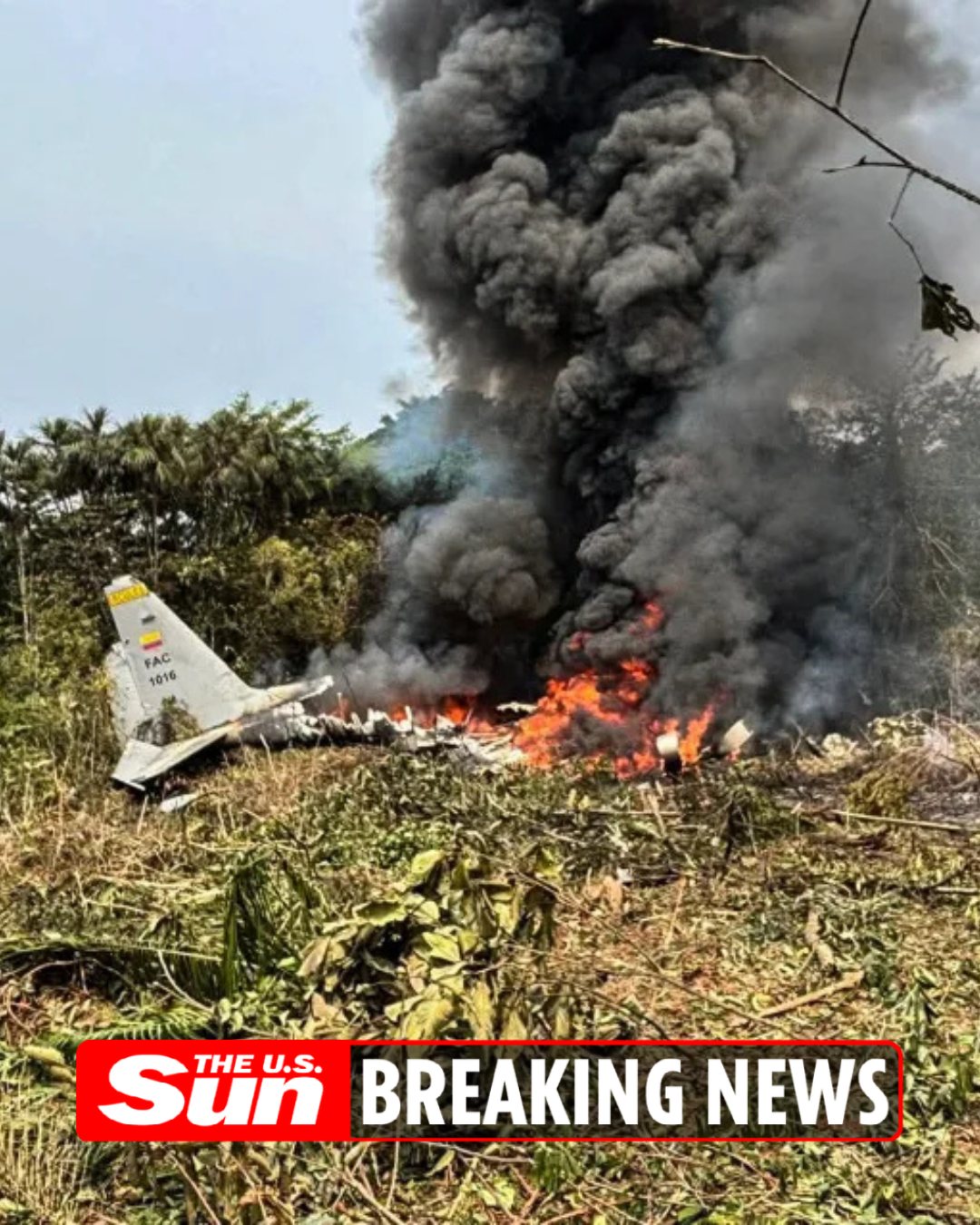 PLANE SMASH At least 66 killed after military plane crashes into jungle in Colombia as horror footage show burning wreckage